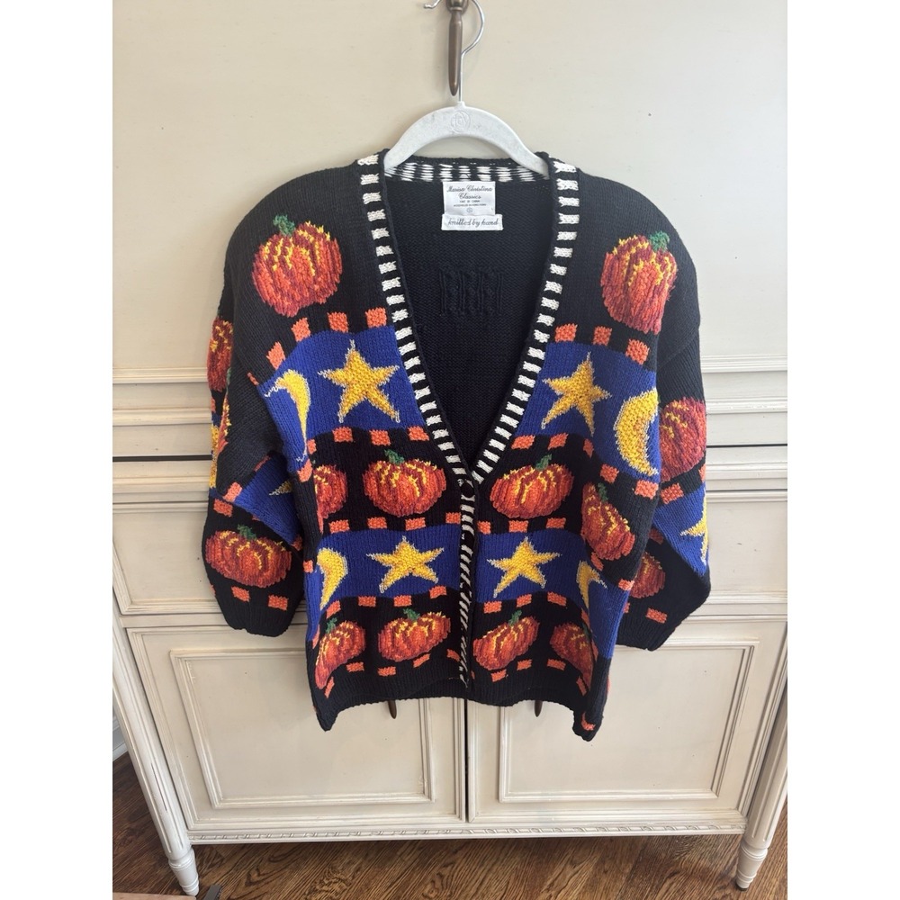 Marisa Christina Classics Hand Knit Vintage Halloween Cardigan Sweater Small